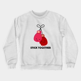 Gym Fitness Couple Lovers - Boxing Gloves - Stick Together ボクシング Sticker Crewneck Sweatshirt